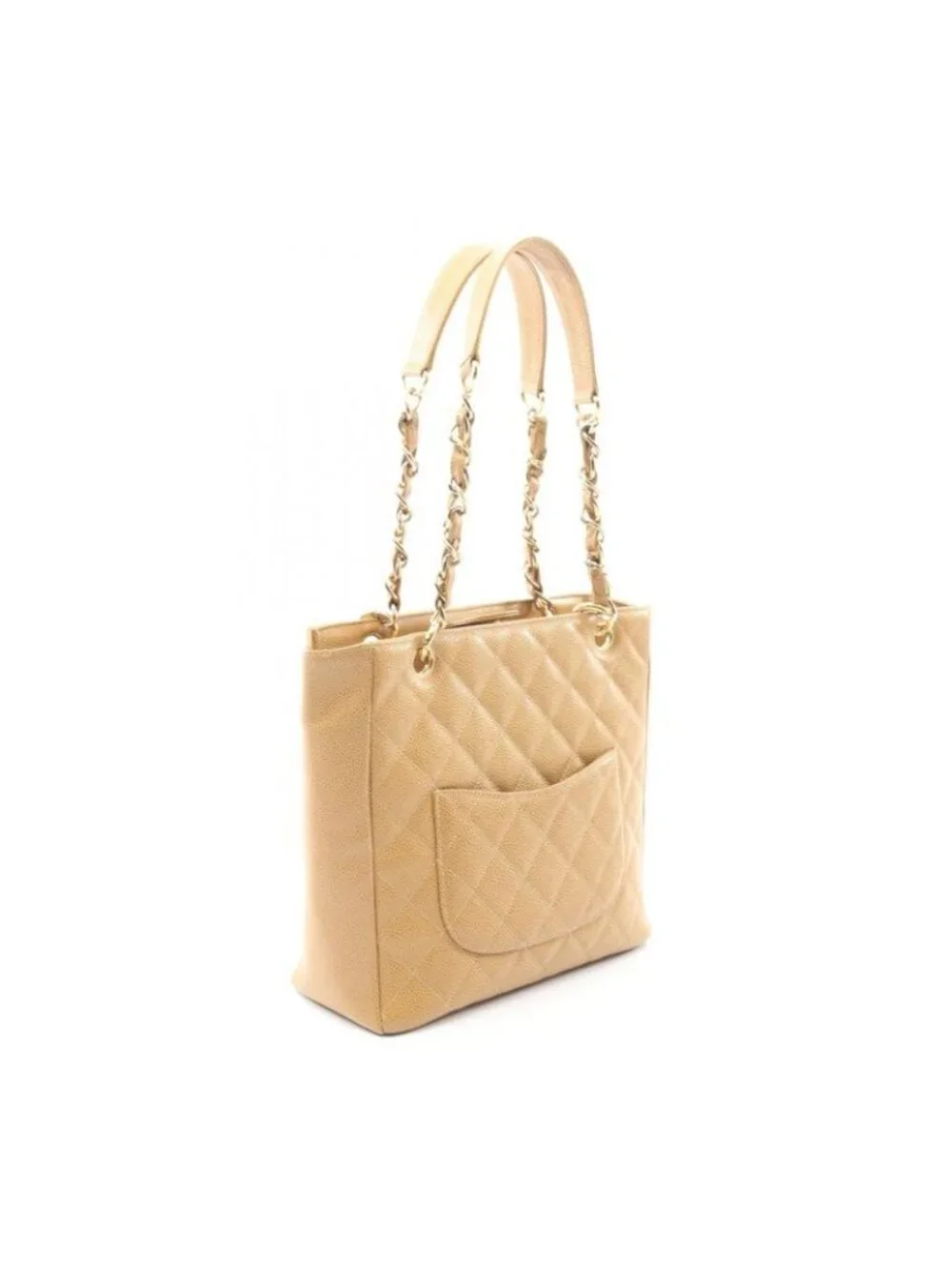 ★SOLD★ Chanel Tote Bag Quilted Petite Shopping PST Beige Leather Chain - Picture 2 of 9